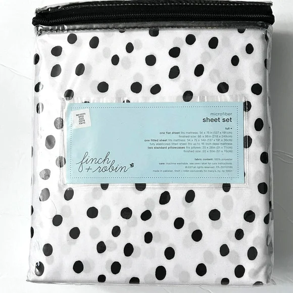 Finch + Robin Microfiber Sheet Set Sz Full Polka Dots Graphic - Picture 5 of 6